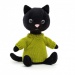 MASKOTKA JELLYCAT Czarny Kotek w limonkowym sweterku - 22 cm