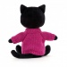MASKOTKA JELLYCAT Czarny Kotek w różowym sweterku - 22 cm